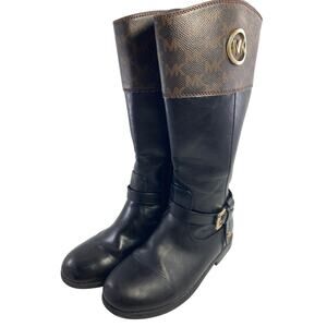 Michael Kors Katya Riding Black Brown size 13 Designer Luxury Kids Shoes Boots